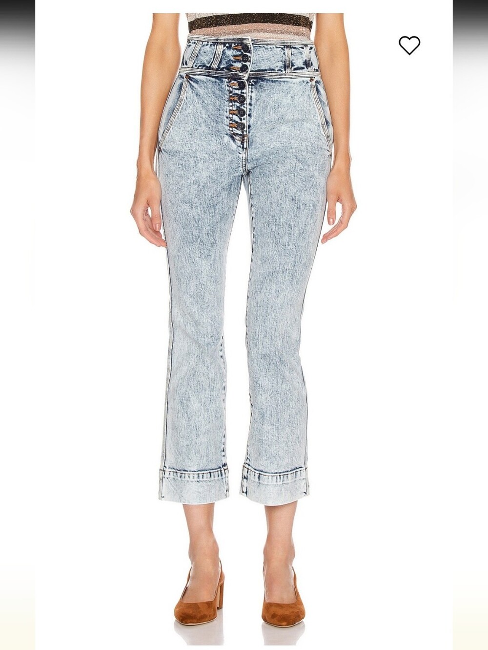 Ulla Johnson Acid Wash High Waist Button Fly Wide Leg Jeans Size 6